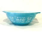 Vtg. 4 Qt Pyrex Ovenware Amish Butterprint Cinderella Mixing Bowl Turquoise 444