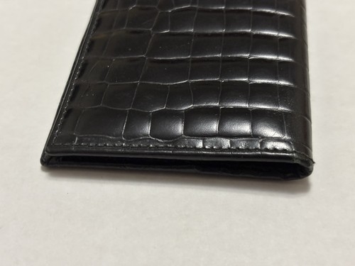 Cartera para tarjetas Dolce & Gabbana D&G cocodrilo/serpiente de cuero en relieve negra doble pliegue - Imagen 4 de 12