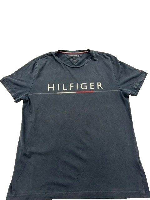 T-shirt homme Tommy Hilfiger bleu marine XL en coton biologique à manches... - Photo 1/4