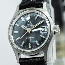 **NEAR MINT** Vintage 1969 OMEGA Geneve Cal.681 Automatic Date Navy 22mm Women's