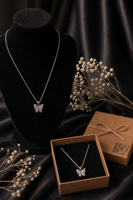 Elegant Butterfly Pendant Necklace Silver Tone Minimalist Jewelry for Women