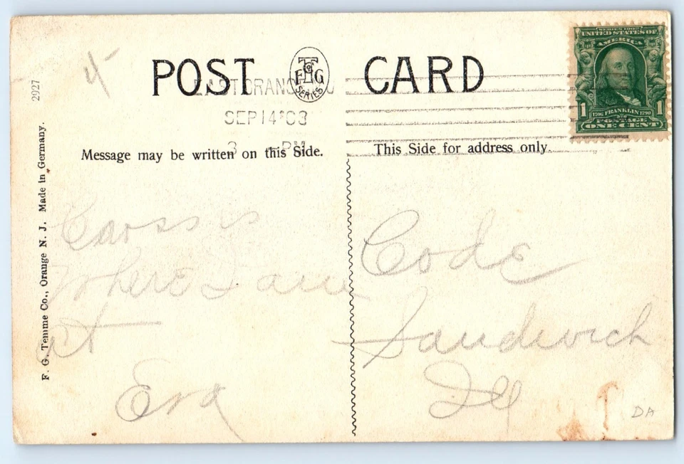 1908 East Orange New Jersey NJ Vintage Postcard North 18th St Eaton Place Posted - Image 2 of 2