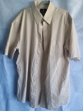 Stafford short sleeve dress shirt button up easy care 15 1/2 regular fit beige