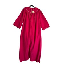 NEW Vtg Evelyn Pearson Pink Velour Pullover Nightgown Robe 1/2 Zip Pockets 1X