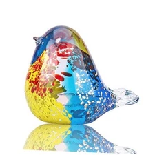 QFkris Art Glass Bird Figurine Handmade Blown Glass Crystal Paper Weight 