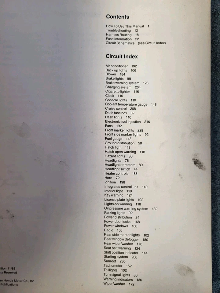 Acura Integra 1989 solución de problemas eléctricos manual de fábrica OEM Foto 4 de 4