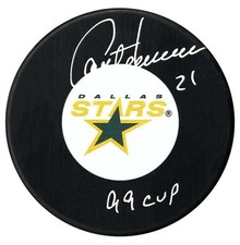 Guy Carbonneau Autographed Dallas Stars Stanley Cup Inscribed Puck NO TARIFFS