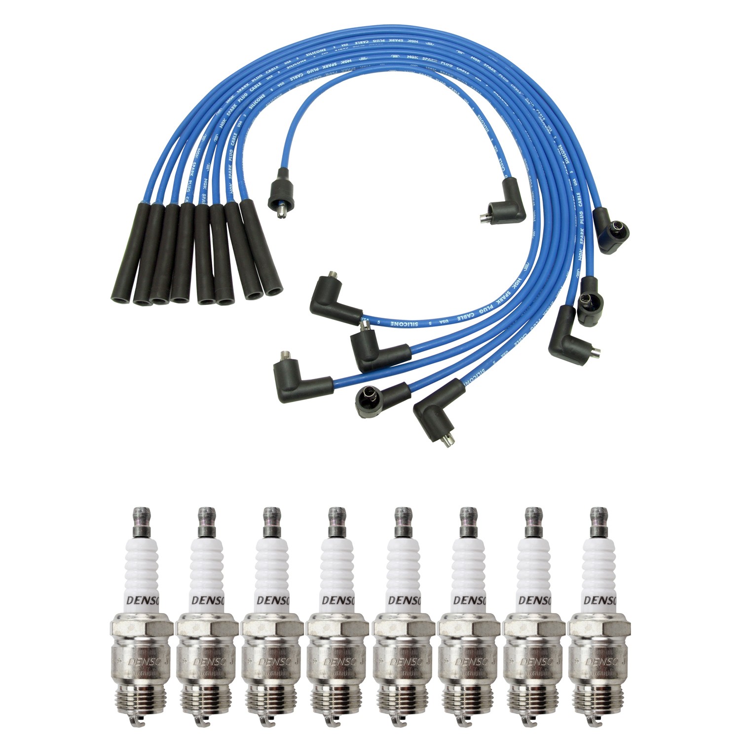 NGK Wire Set  Denso 8 Standard Spark Plugs Kit for Capri Cougar F-Series LTD V8