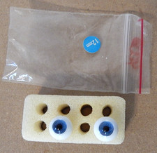 Pair of Vintage 12mm Solid Glass Full Round Blue Doll Eyes, Germany  1 
