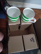 Juego de 6 tazas de café marca Konitz/rayas de lunares manzana