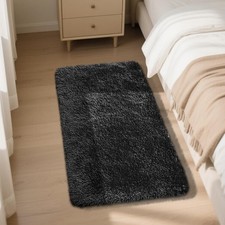 Fluffy Rug Shaggy Area Rug, Black 2x4 Area Rugs for Bedroom, Small Bedside Rug