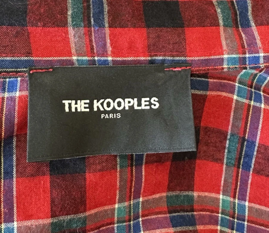 Camisa The Kooples Roja a Cuadros con Botones, Detalle de Cuentas Turquesa, Western, Wm L Foto 4 de 4