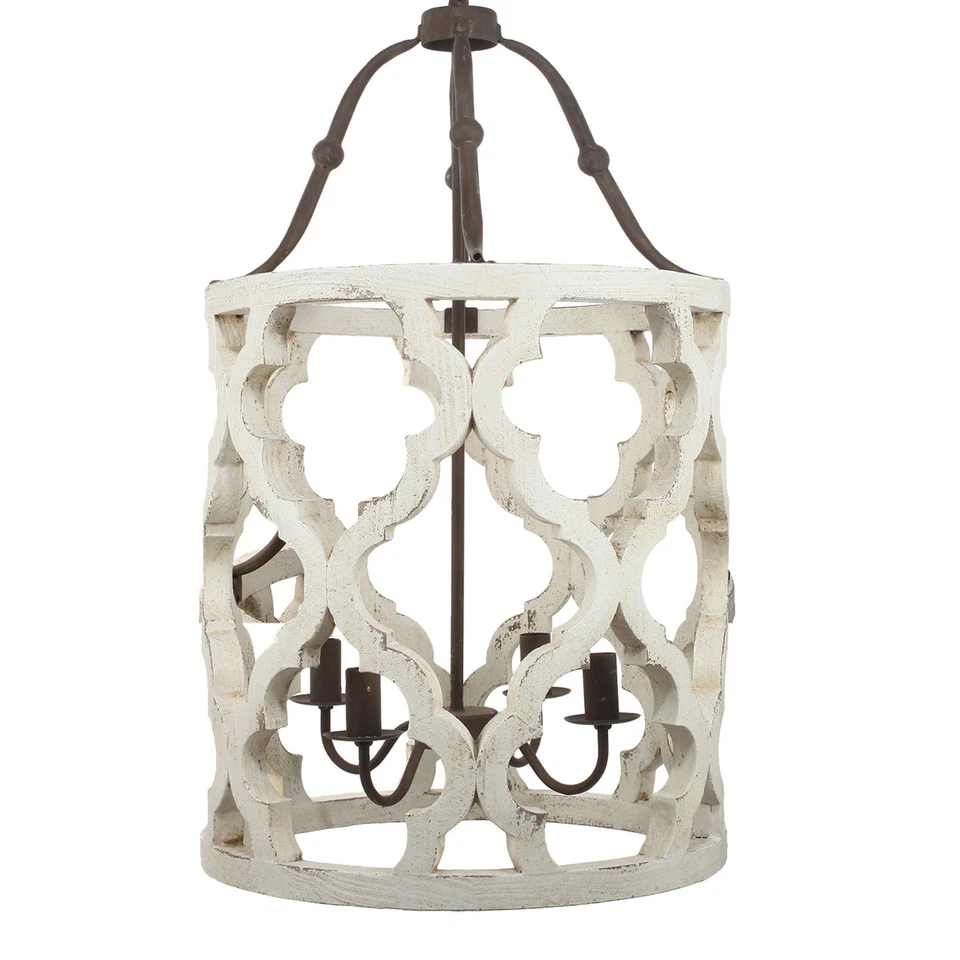 Joliette 4 Light Wood Chandelier, White White - Image 2 of 4