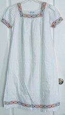 NWOT VTG EASTERN ISLES NIGHTGOWN DRESS LINGERIE WHITE EMBROIDERED TRIM WM SZ M