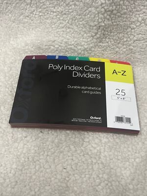Oxford A-Z Card Guides Alpha 1/5 Tab Polypropylene 5 x 8 25/Set 73155 New