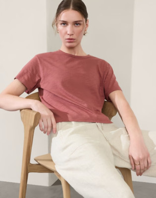 New Athleta S ESSENTIAL SLUB Tee Small Rosewood Red