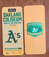 Oakland A’s Final Game Commemorative Ticket Giveaway Promo 9/26/24 Last Game SGA