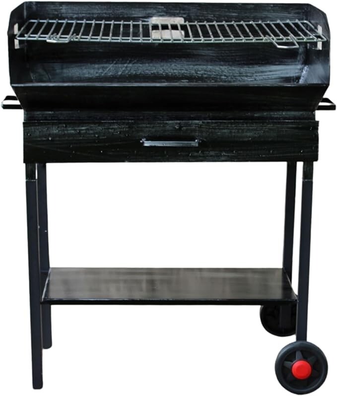 Barbecue A Carbone Con Coperchio SunJas - Griglia In Acciaio Smaltato, 46x44x70 Cm, Con Ruote