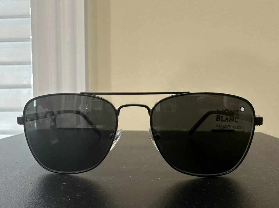 Gafas de sol Montblanc negras y grises oscuros lentes 114382. Nuevo. Precio de venta sugerido por el fabricante 370 $ - Imagen 1 de 4