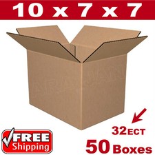 50- 10x7x7 Cardboard Boxes Mailing Packing Shipping Box 32ECT Corrugated Carton