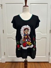Mexican Multicolor Jalapa Blouse 100  Hand Embroidered made in Oaxaca.