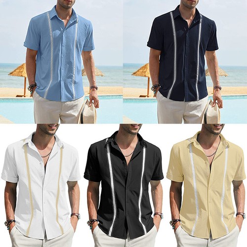 mens short sleeve beach wedding shirts