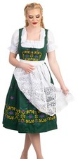 XS S M L XL 2XL Green German Dirndl Dress EMBROIDERED Oktoberfest Waitress 3 Pcs