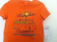 Ralph Lauren 1 Piece Shortall Romper Orange "Hamptons Summer" Size 12M NWT