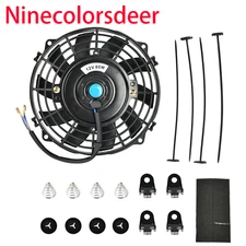 7" inch Universal Slim Fan Push Pull Electric Radiator Cooling 12V Mount Kit