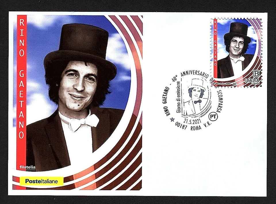 Italia 2021 : Rino Gaetano - Cartolina Ufficiale Poste Italiane - annullo Roma