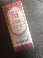 Vintage Sewing Notions Coats & Clark Bias Tape  Ribbon Rose Pink Made In USA
