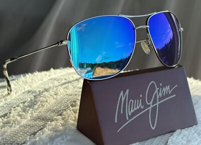 Maui Jim Cliff House MJ 247 17 Silver Titanium Frame Hawaii Blue
