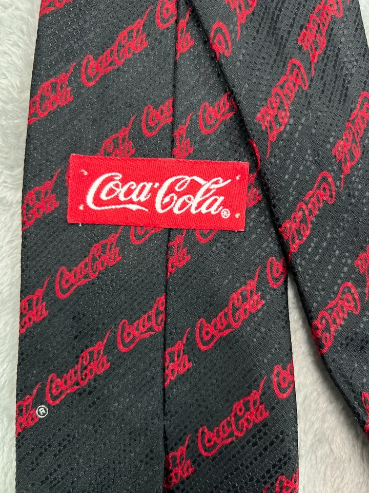 Coca Cola Christmas Polar Bears Neck Tie Black Red Classic Width Short Length - Image 3 of 4