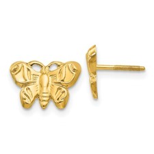 Madi K Kid's Earrings 14k Yellow Gold Butterfly Screw Back Button, 8 mm