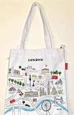 Alice Tait Map Of London England Cotton Canvas Tote Bag Shopping Bag