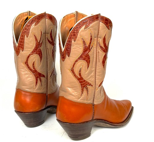 Botas de Vaquero Nocona Años 50 - Mujer Talla 6.0B Tela Tiradores Marrón Gator Incrustaciones De Colección Años 50 - Imagen 12 de 18