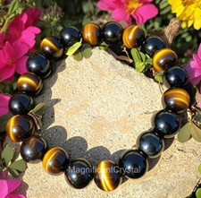 Hematite Obsidian Tiger's Eye Triple Protection 8MM Women Bracelet Energy Gift