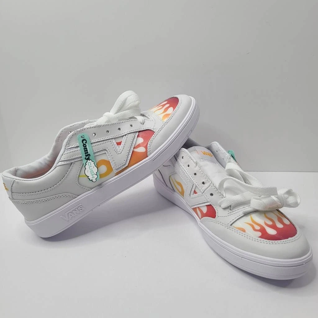 Scarpe da skate uomo Vans bianche rosse basse stringate M 8 5M W 10 nuove