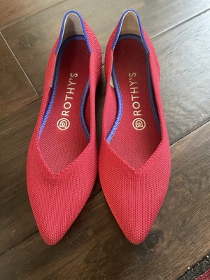 Rothy s Women s Red Pointed Toe Flats Size 9 | Eco-Friendly & Machine Washable