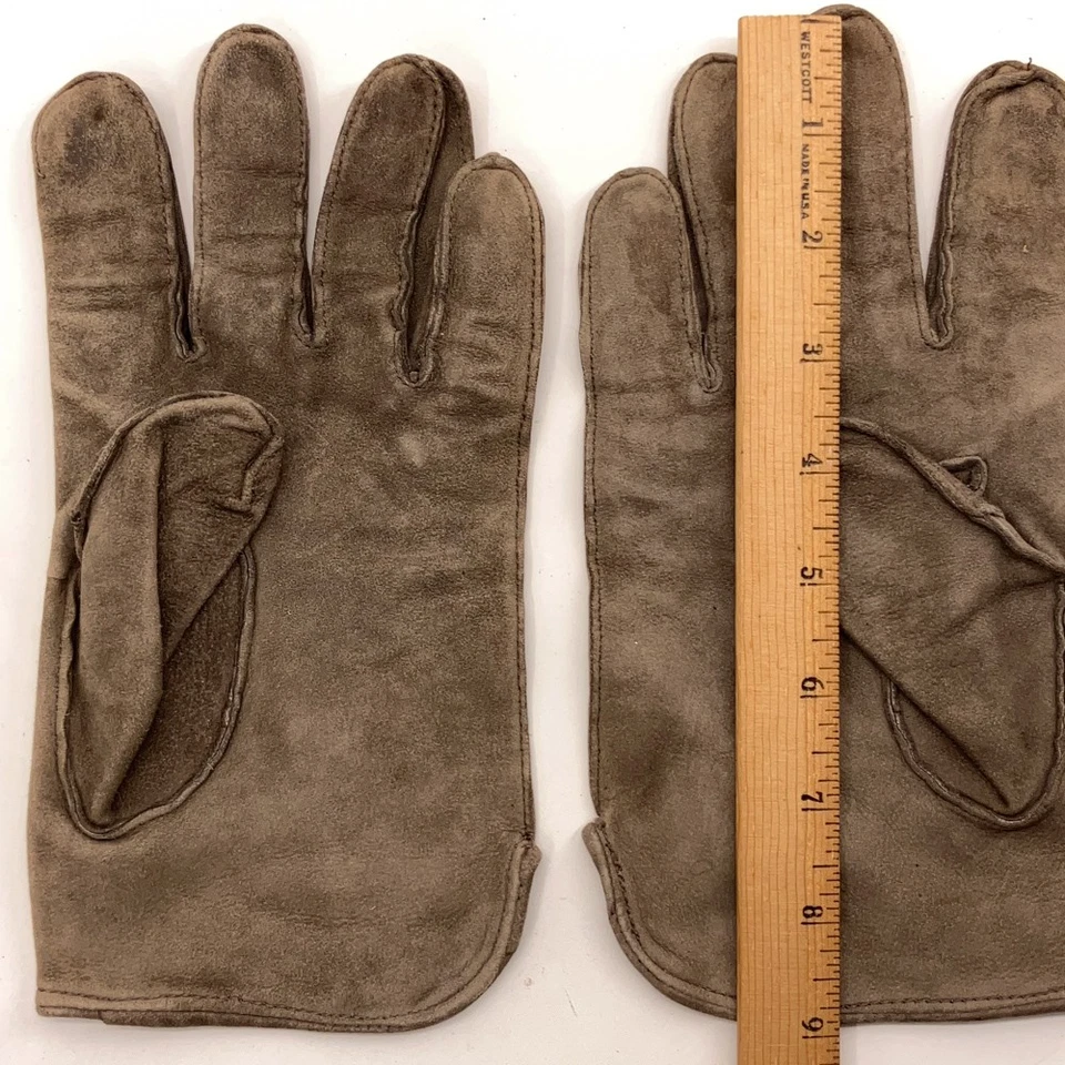 Guantes retro importados de gamuza moca detalles de costura superior Foto 4 de 4