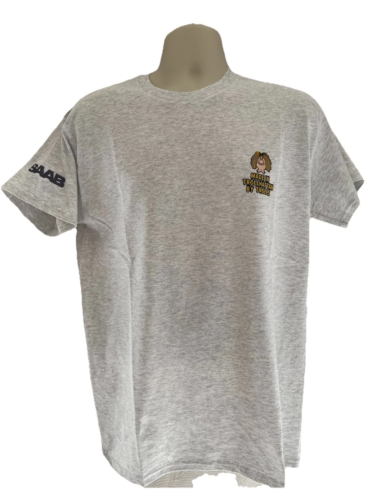 Mens Heavy Cotton TShirt SAAB 'Made in Trollhättan...' & Embroidered Sleeve Grey
Opens in a new wind