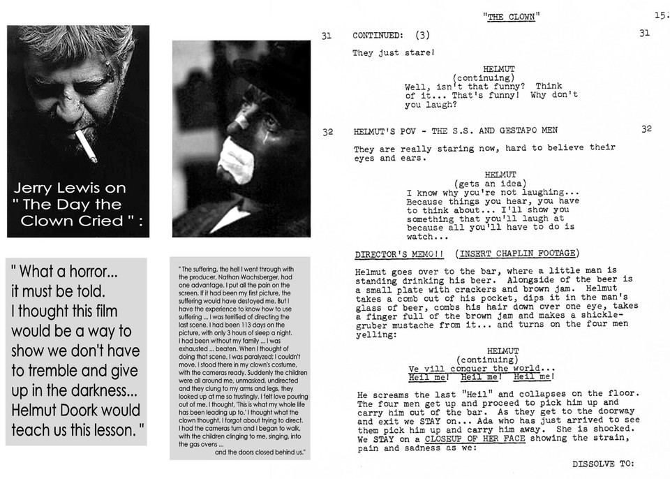 Clown Script THE DAY THE CLOWN CRIED : SCRIPT OF UNRELEASED JERRY LEWIS HOLOCAUST ...