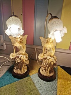 Vintage Feen Figuren Lampen x2