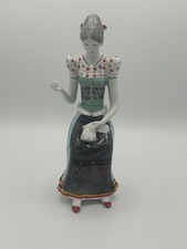 Vintage Hungarian Hollohaza Procelain "Needle Woman" Figurine