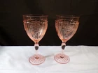 Set of 2 HTF Hocking Pink Depression Glass Mayfair 7 1/4" Water Goblets