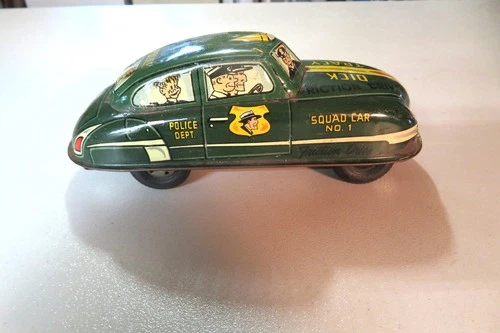 Vintage Marx Dick Tracy Squad Car No. 1 Tin Litho Wind-Up Police Car LM-52 1940s