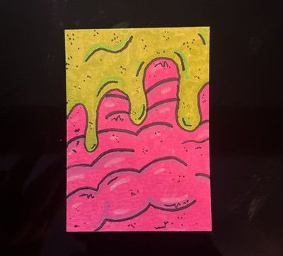 Brain Slime ACEO Original Art Card OOAK Hand Drawn Horror Spooky