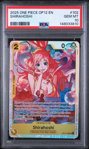 2025 ONE PIECE OP12-LEGACY OF THE MASTER #102 SHIRAHOSHI PSA 10