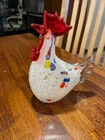Murano Vintage Glass Rooster - white, blue, red and yellow. Great condition