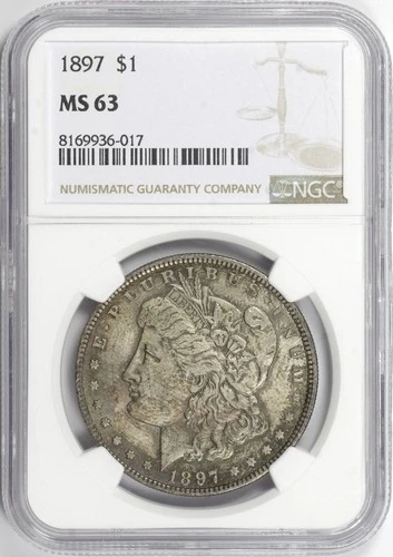 1897 Morgan Silver Dollar $1 NGC MS63, TONED